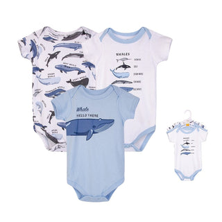 Buy boy-whale-types Hudson Baby 3pcs Bodysuit Short Sleeve Set (0-3m/3-6m/6-9m/9-12m)