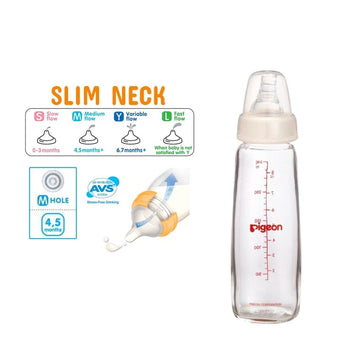 Pigeon Slim-Neck Baby Nursing Glass Bottle 240ml(4M+) - 0