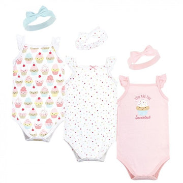 Hudson Baby 6pcs Short Sleeve Bodysuit and Headbands Set