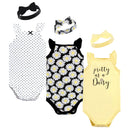 Hudson Baby 6pcs Short Sleeve Bodysuit and Headbands Set-2