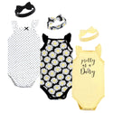 Hudson Baby 6pcs Short Sleeve Bodysuit and Headbands Set