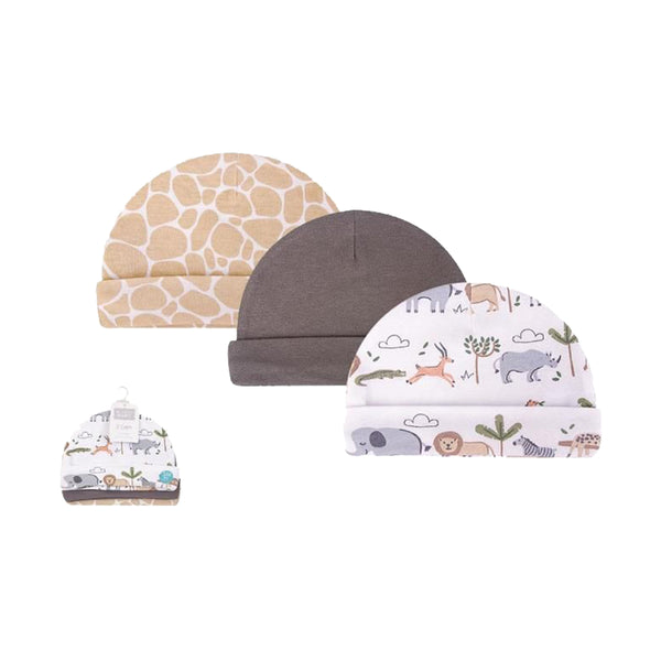 Hudson Baby 3pcs Cap Set (0-6M)