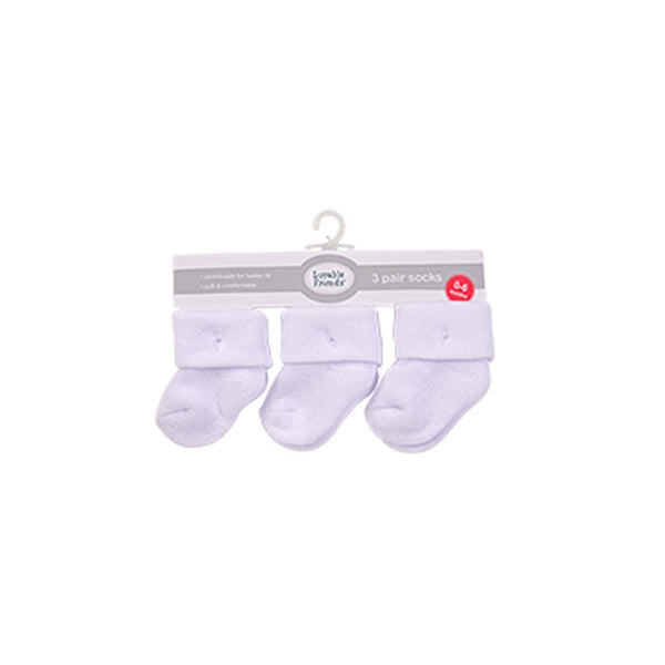 Luvable Friends 3 Pairs Baby Terry Socks (0-6m)