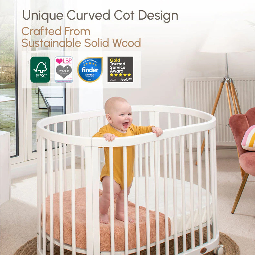 (Pre-order) Australia Boori Oasis Oval Convertible Cot + FREE Pocket Spring Mattress - ETA End Oct - 0