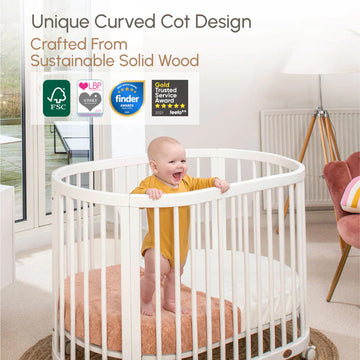Australia Boori Oasis Oval Convertible Cot + FREE Pocket Spring Mattress - 0