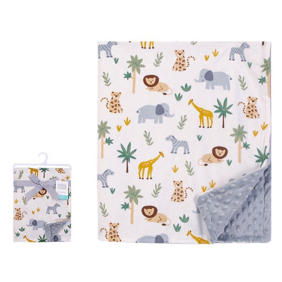 Hudson Baby Print Mink Blanket W Dotted Mink Back