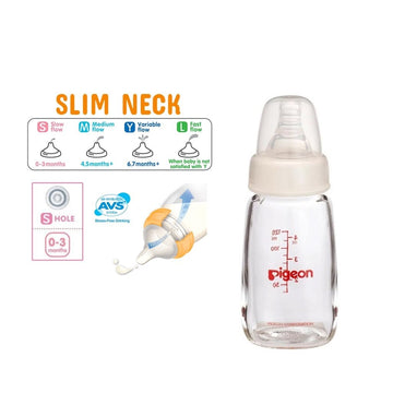 Pigeon Slim-Neck Baby Nursing Glass Bottle 120ml - 0