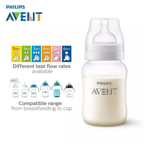 Philips Avent Anti-colic Baby Bottle 260ml x 2, 1m + 2 VIA Cups