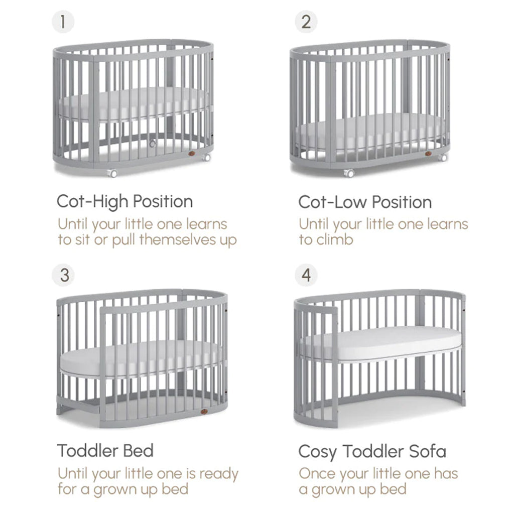 (Pre-order) Australia Boori Oasis Oval Convertible Cot + FREE Pocket Spring Mattress - ETA End Oct