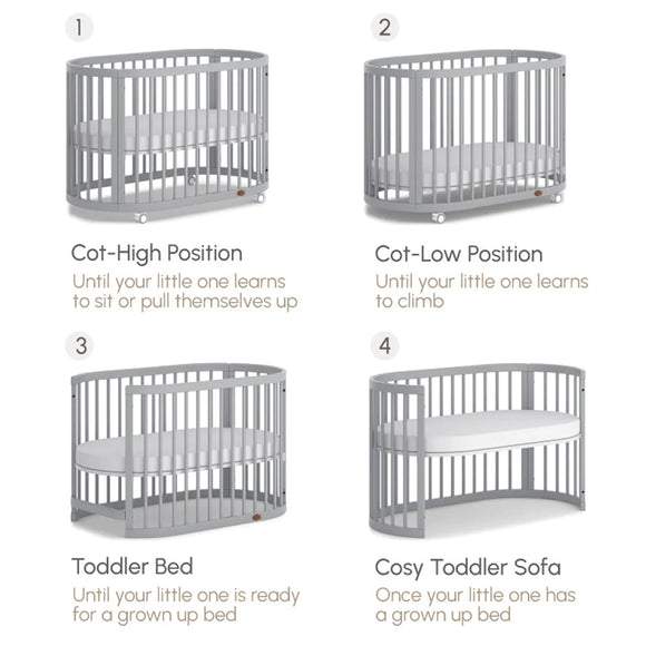 Australia Boori Oasis Oval Convertible Cot + FREE Pocket Spring Mattress