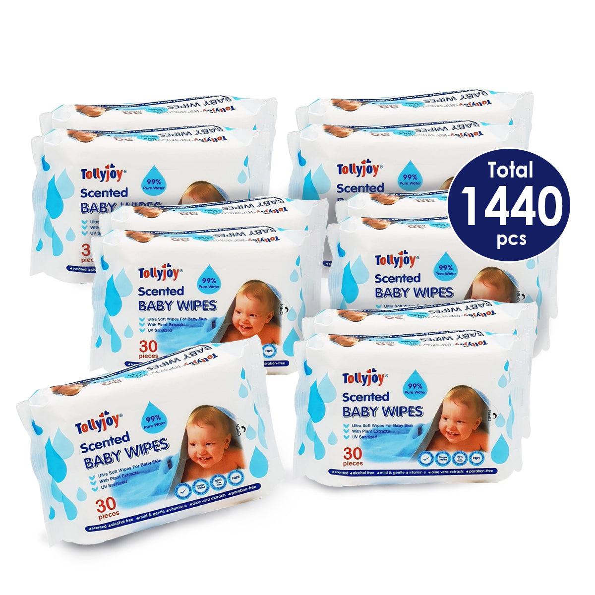 Tollyjoy Scented Baby Wipes - 2 In 1