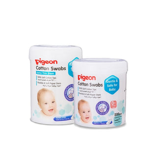 Pigeon Baby Cotton Swabs with Hygienically Packed Collection (200pcs) (Normal Stem / Extra Thin Stem) (Bundle of 2)