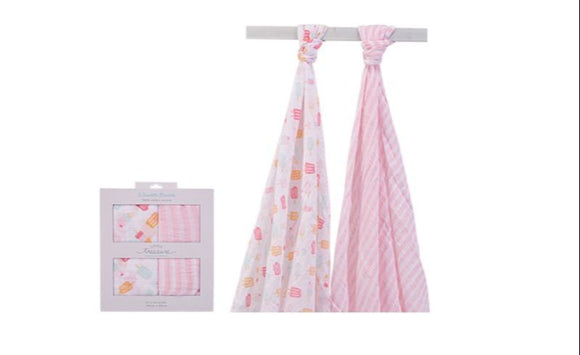 Hudson Baby 2pcs Muslin Swaddle Blankets