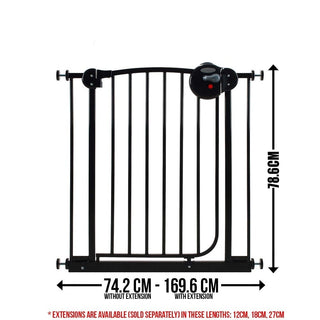 Lucky Baby Smart System 2 Ways Swing Back Steel Gate - Black(Promo)