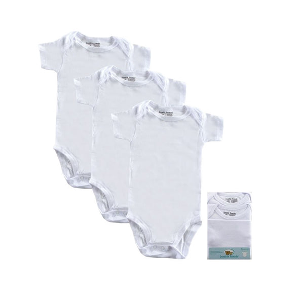 Luvable Friends 3pcs Bodysuit Short Sleeve Set - White Design