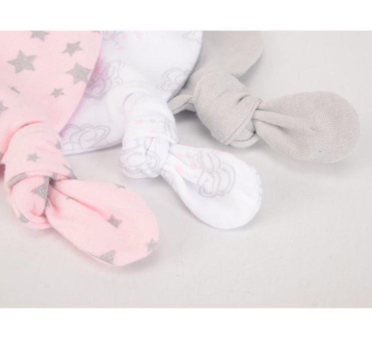 Hudson Baby 3pcs Knot Hats (0-6m)
