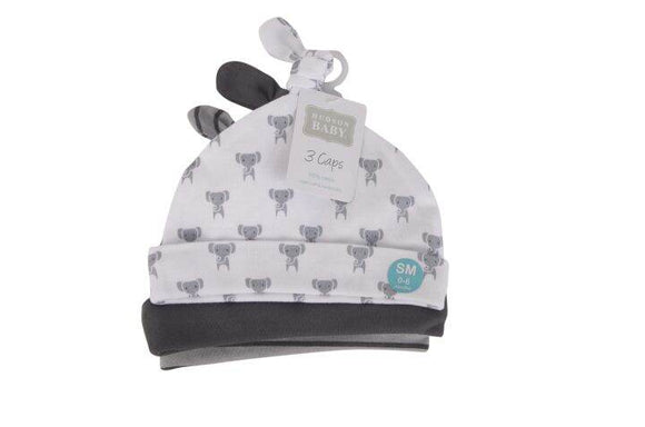 Hudson Baby 3pcs Knot Hats (0-6m)