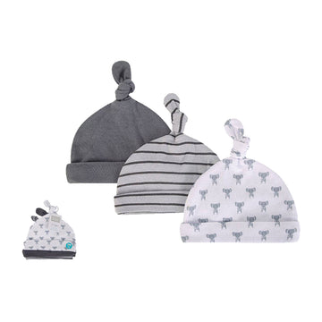 Hudson Baby 3pcs Knot Hats (0-6m) - 0