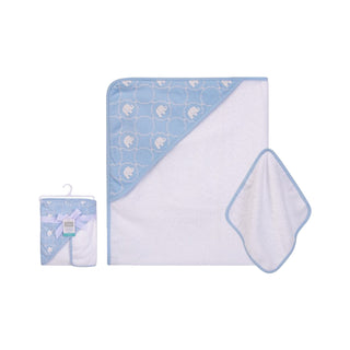 Buy blue-elephant Hudson Baby 1pc Hooded Towel & Washcloths (Woven Terry)