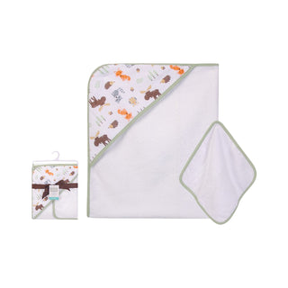 Buy woodland Hudson Baby 1pc Hooded Towel & Washcloths (Woven Terry)