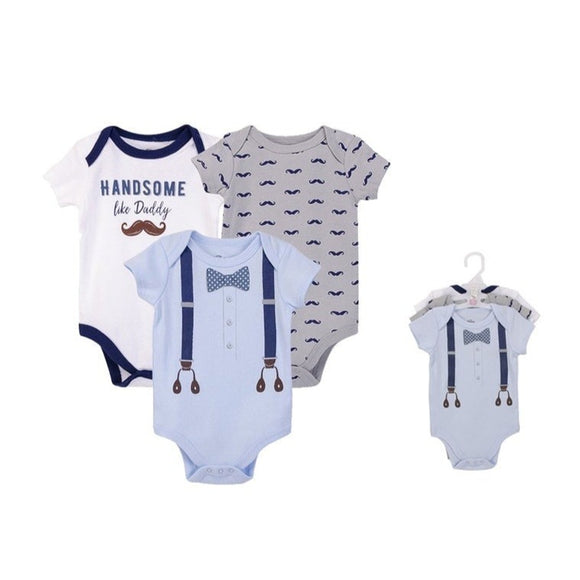 Hudson Baby 3pcs Bodysuit Short Sleeve Set (0-3m/3-6m/6-9m/9-12m)