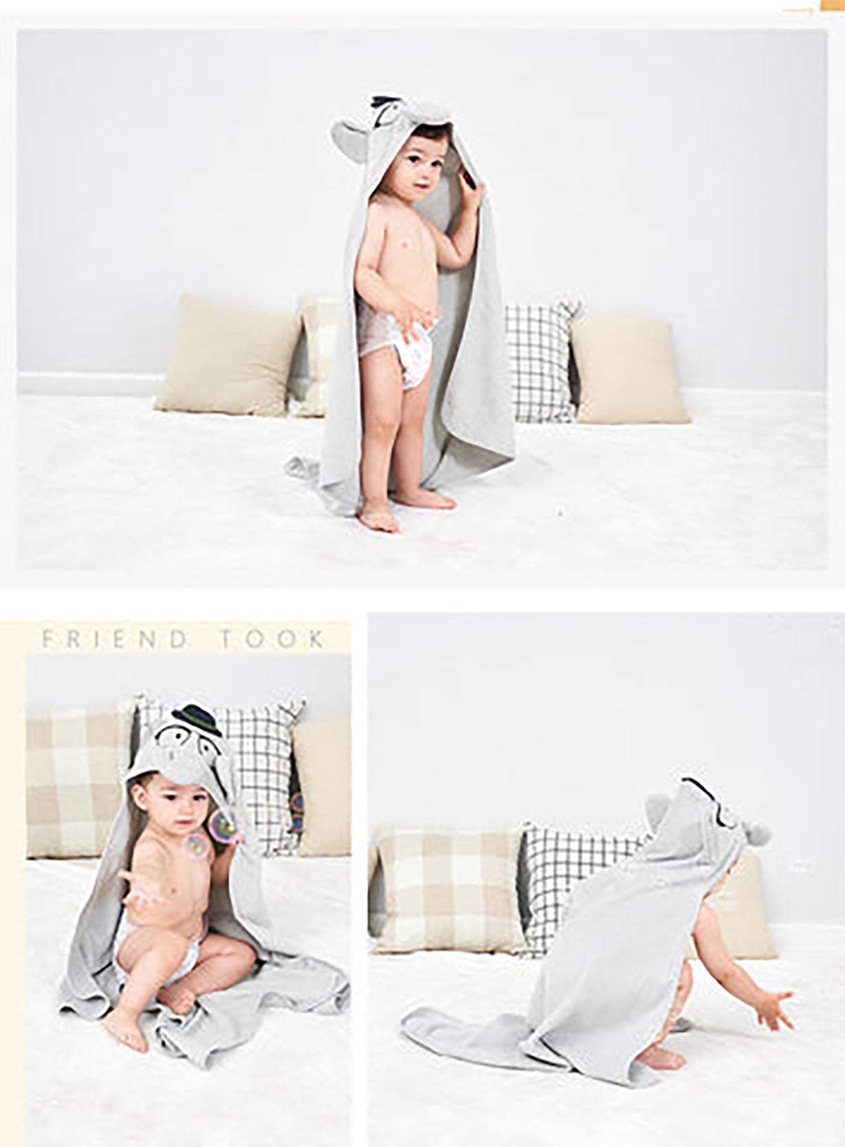 Hudson Baby 3pcs Knit Terry Hooded Towel
