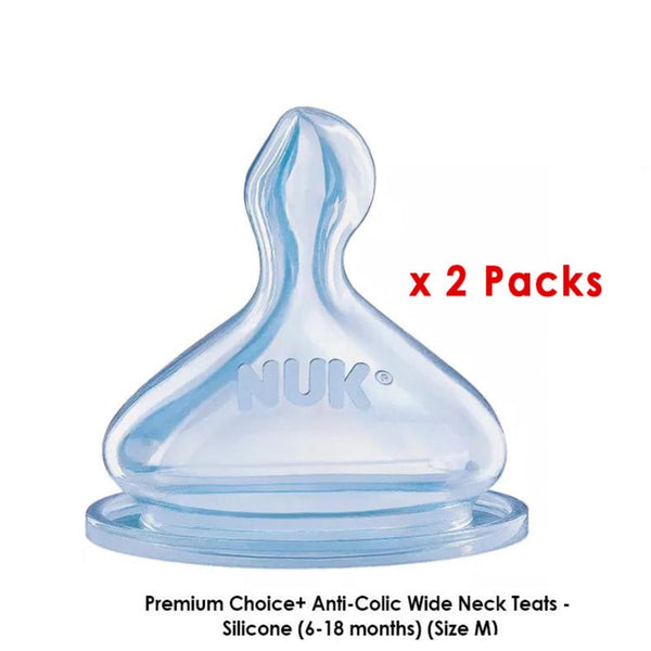 NUK Premium Choice+ Anti-Colic Wide Neck Teats - Silicone (0-6months / 6-18months)