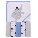 Hudson Baby 5pcs Hooded Towel & Washcloths (Knit Terry)