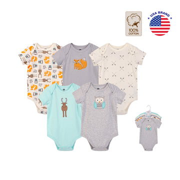 Hudson Baby 5pcs Bodysuit Short Sleeve Set (0-3m/3-6m/6-9m/9-12m) - 0