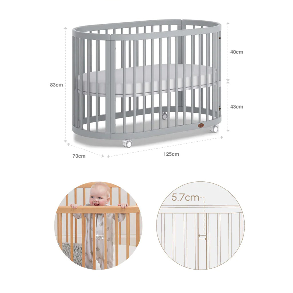 (Pre-order) Australia Boori Oasis Oval Convertible Cot + FREE Pocket Spring Mattress - ETA End Oct