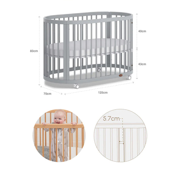 Australia Boori Oasis Oval Convertible Cot + FREE Pocket Spring Mattress