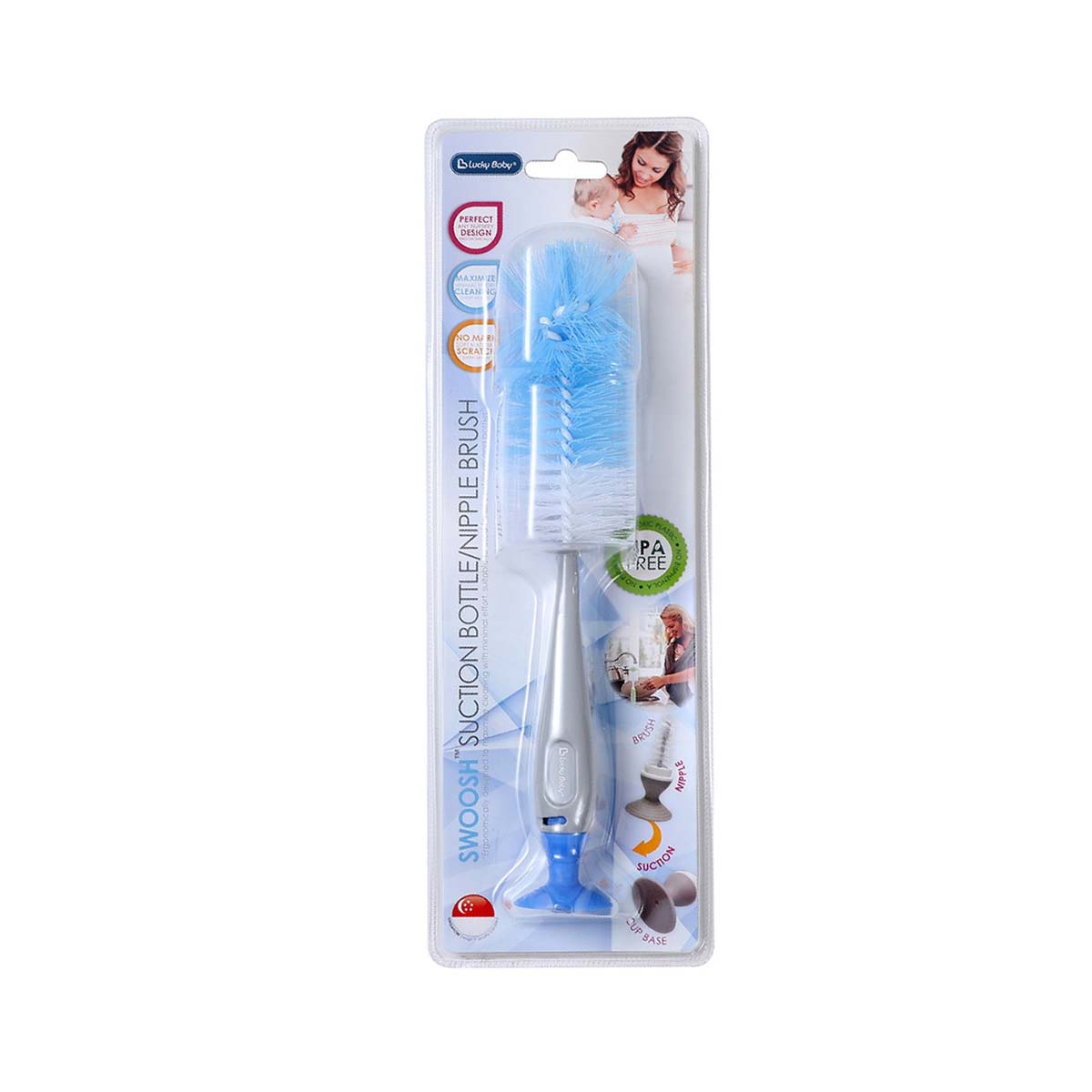 Lucky Baby Swoosh 2in1 Suction Bottle/Nipple Brush