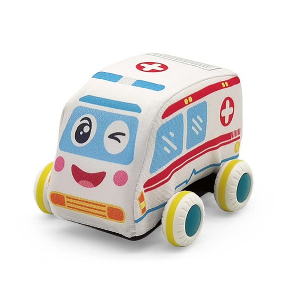 Lucky Baby Soft Pull Back Vehicle Set (4pcs + Storage bag)