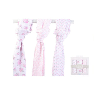 Buy lf52075-rose Hudson Baby 3pcs Muslin Swaddle Blanket