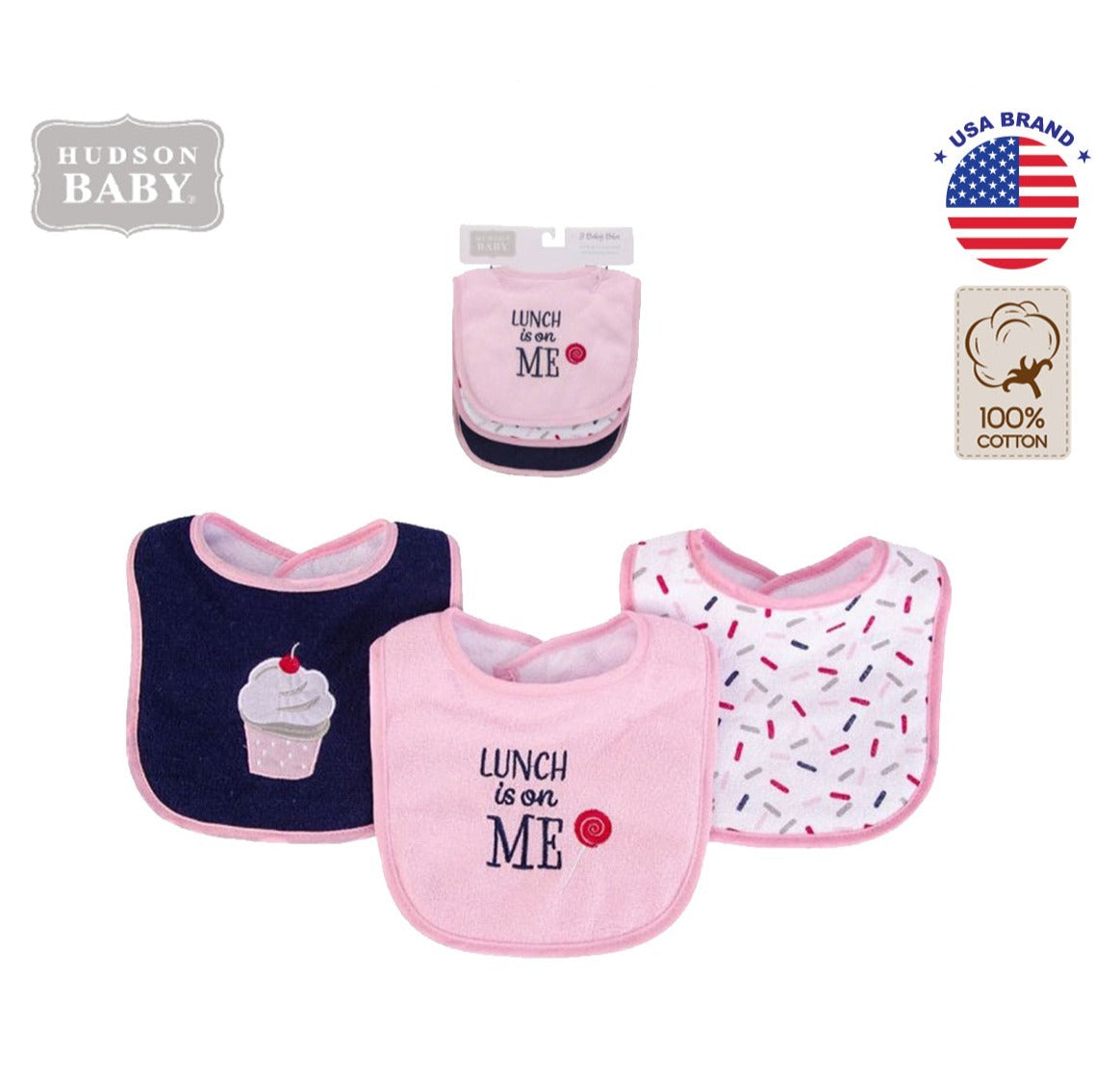 Hudson Baby 3pcs Drooler Bibs - 0