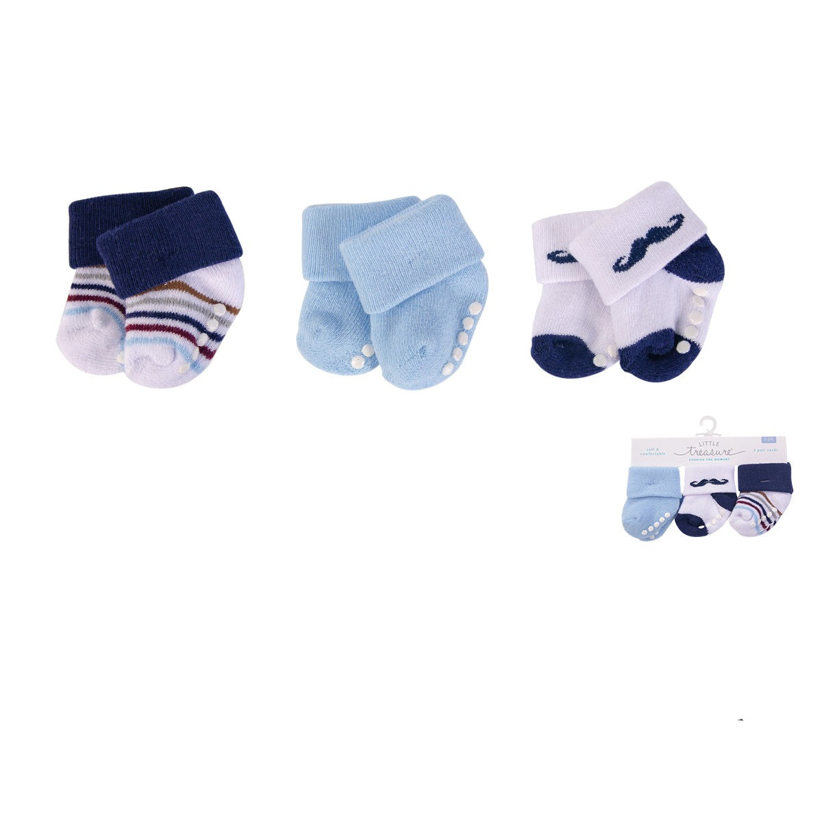 Hudson Baby 3pcs Non-skid Baby Terry Socks