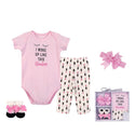 Hudson Baby 4pcs New Born Baby Clothing Gift Set (0-6 Months)