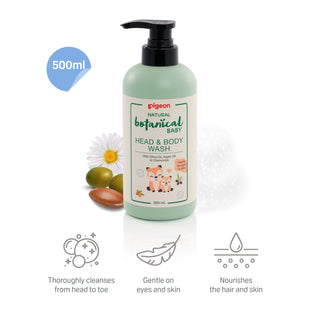 [Bundle Deals] Pigeon Natural Botanical Baby Head & Body Wash 500ml & Milky Lotion 500ml (Promo)