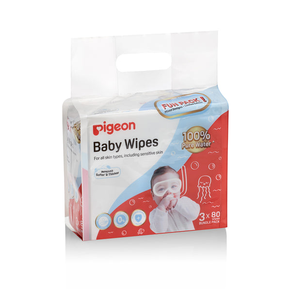 Pigeon Baby Wipes 100% Pure Water 80s Collection  (3in1 pack)(Promo)