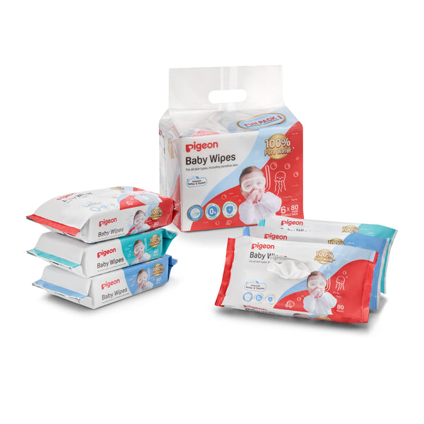 Pigeon Baby Wipes 100% Pure Water 80s (6in1) (Promo)