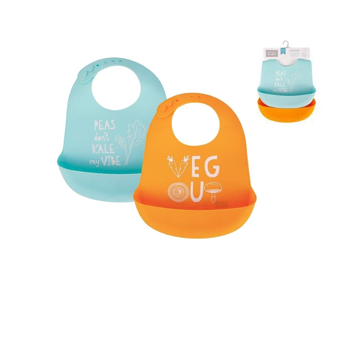 Hudson Baby 2pcs Silicone Bibs