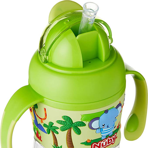 Nuby Flip-it 3D Vinyl Wrap with Weighted Straw Cup (400ml)