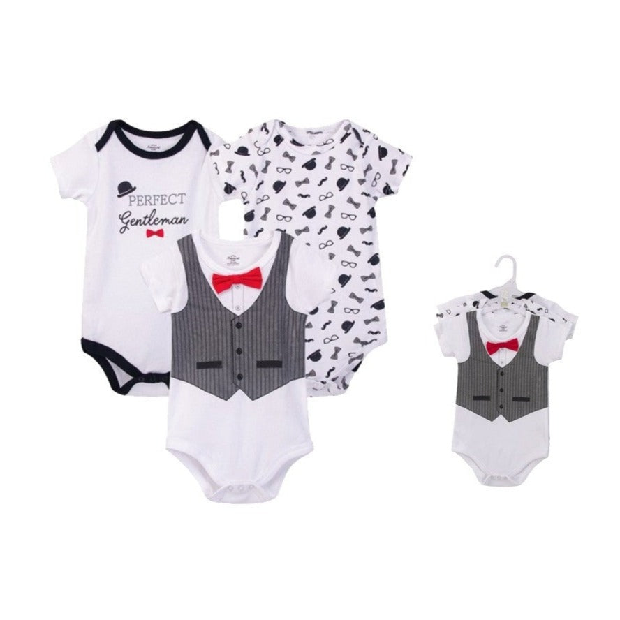 Hudson Baby 3pcs Bodysuit Short Sleeve Set (0-3m/3-6m/6-9m/9-12m)