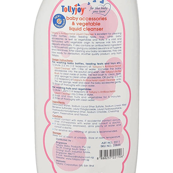 Tollyjoy Antibacterial Baby Accessories and Vegetable Liquid Cleanser 900ml
