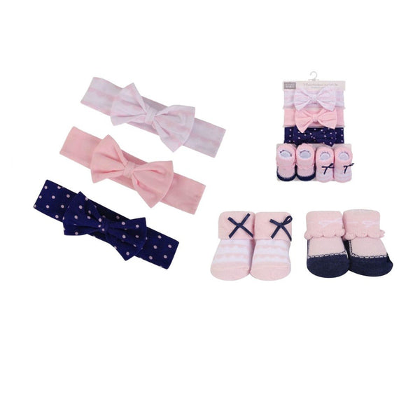 Hudson Baby 5pcs Headband & Socks Set (0-9M)