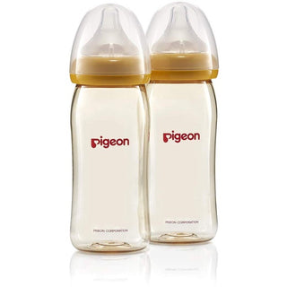 Pigeon SofTouch™ Wide Neck PPSU Nursing Bottle Twin Pack (160ml/240ml)(0 Month+/ 3+ Months) (Promo)