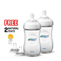 Philips Avent Natural Bottle 260ml Twin Pack with  2 Natural 4 Holes Teat
