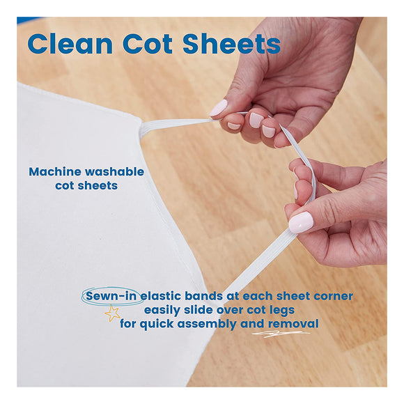 (Pre-Order) ECR4Kids Standard Cot Sheet with Elastic Straps - Polyester-Cotton Blend - Reusable Rest Cot Sheet for Naptime