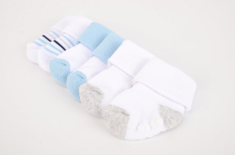 Hudson Baby 3pcs Terry Socks With Non-Skid (0-6M)