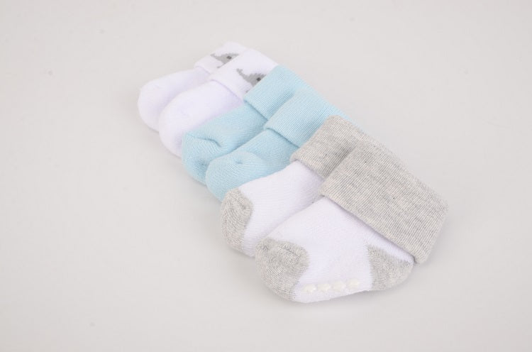 Hudson Baby 3pcs Terry Socks With Non-Skid (0-6M)